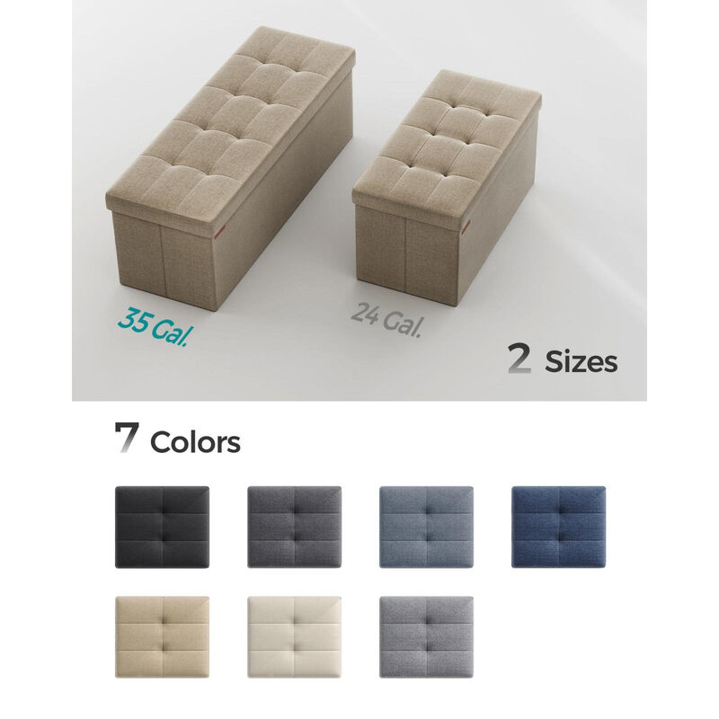 43-Inch Folding Storage Ottoman Bench with Wooden Divider - Storage Chest and Foot Rest Stool