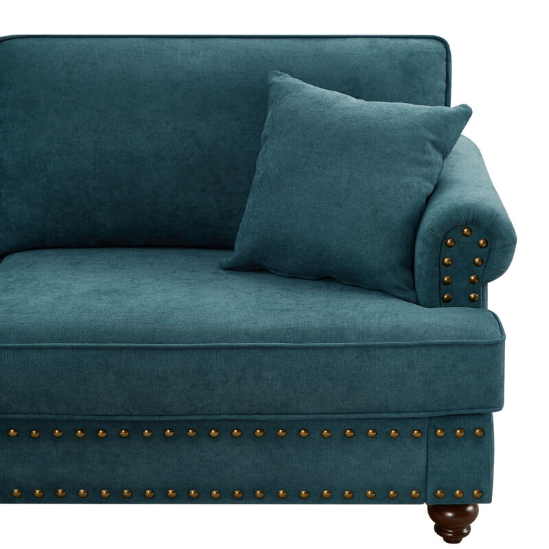 Green Chenille Sofa Couch, 61" Modern Living Room Sectional