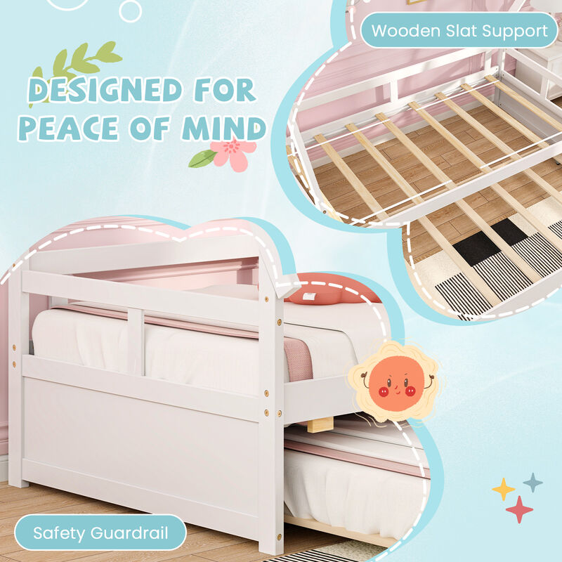 House Bed with Trundle and Safety Guardrail