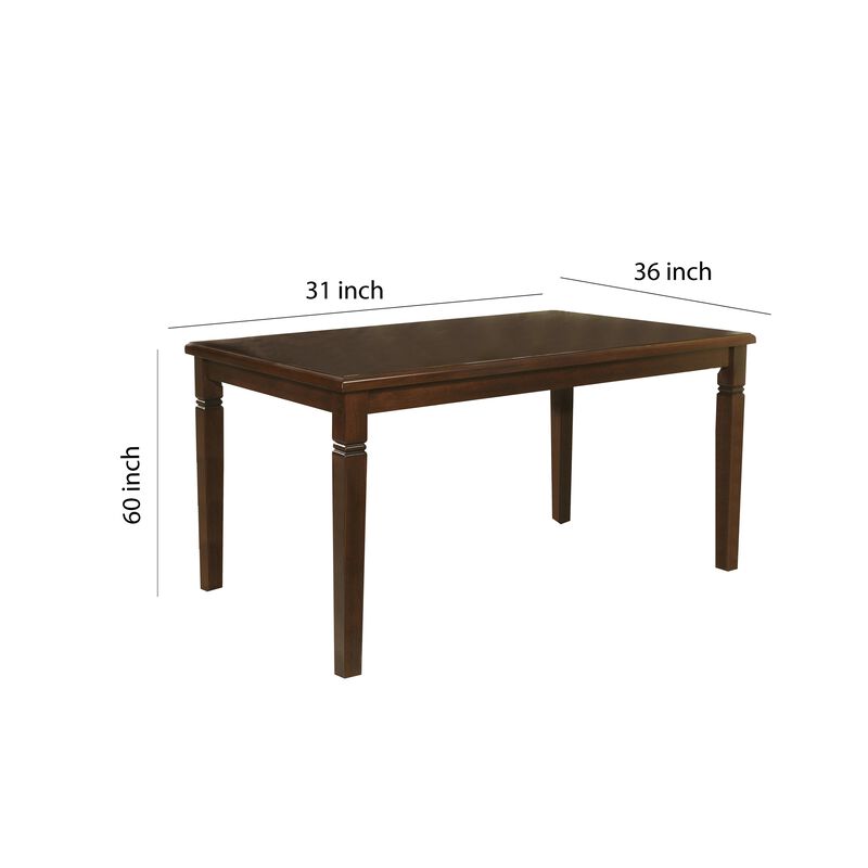 Rectangular Shape Wooden Dining Table with Tapered Legs, Oak Brown-Benzara