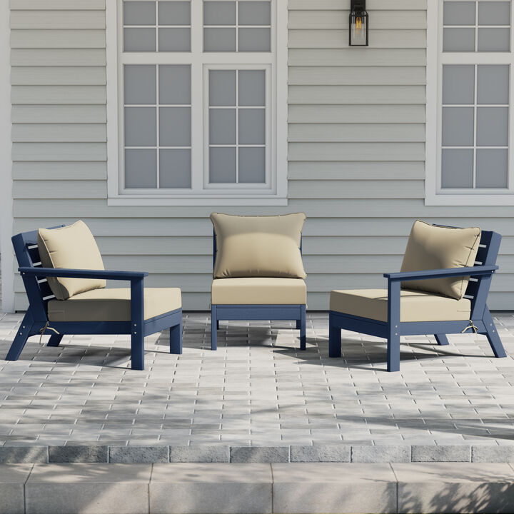 WestinTrends Outdoor Patio HDPE Sectional Sofa with Patio Cushions