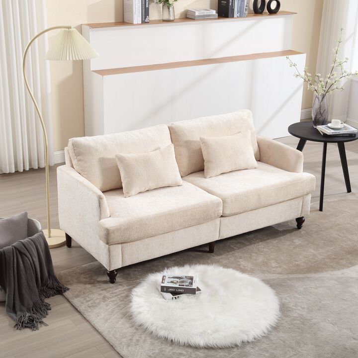 Mondawe Mid Century Chenille Fabric Loveseat Sofa, 2-Seat Upholstered Modern Couch
