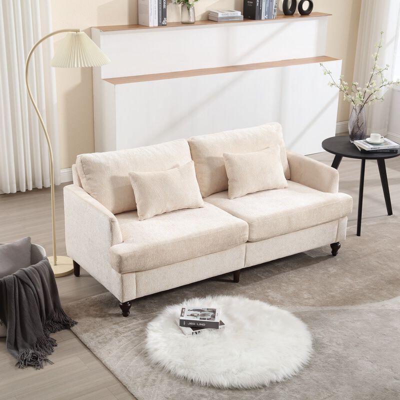 Mondawe Mid Century Chenille Fabric Loveseat Sofa, 2-Seat Upholstered Modern Couch