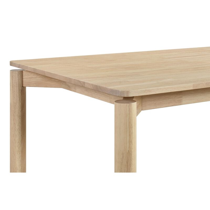 Rida Dining Table, White Washed Hardwood, Rectangular 59 Inch Top - Benzara