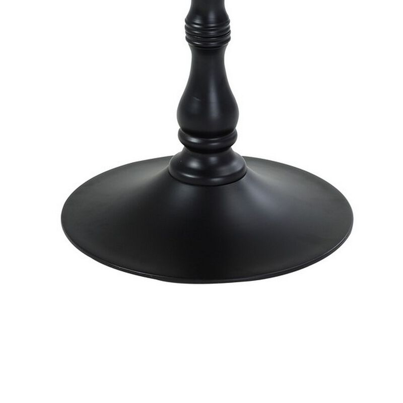Wowi 23 Inch Side End Table, Round Hourglass Turned Base, Black Finish - Benzara