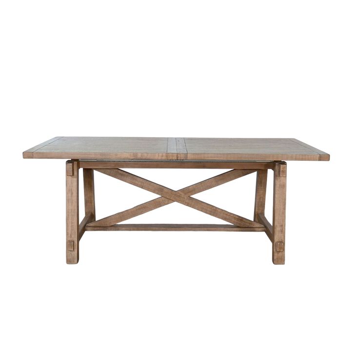 Anva Dining Table with Extendable Plank Top, 76-96 Inch Brown Mahogany - Benzara