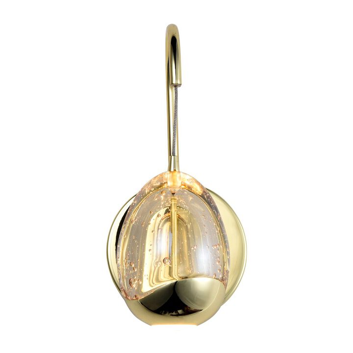 VONN Lighting Integrated LED Wall Sconce Light with Champagne Glass Shade in Gold
