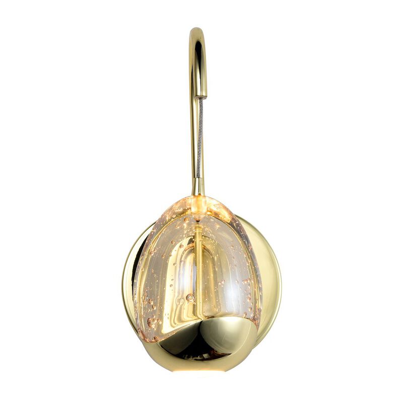VONN Lighting Integrated LED Wall Sconce Light with Champagne Glass Shade in Gold