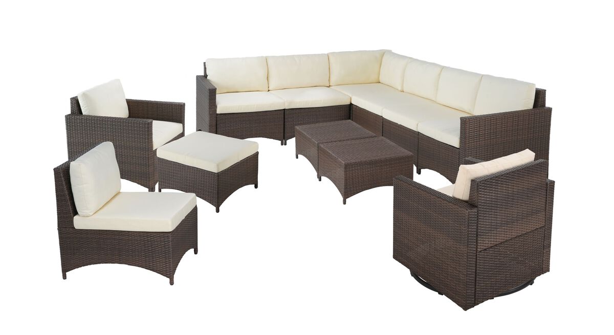 Studio Shine Collection 1 Sectional Sofa, 1 Ottoman, 1 Armchair and 1 Armless Chair, 1 Swivel Armchair and 2 Coffee Tables