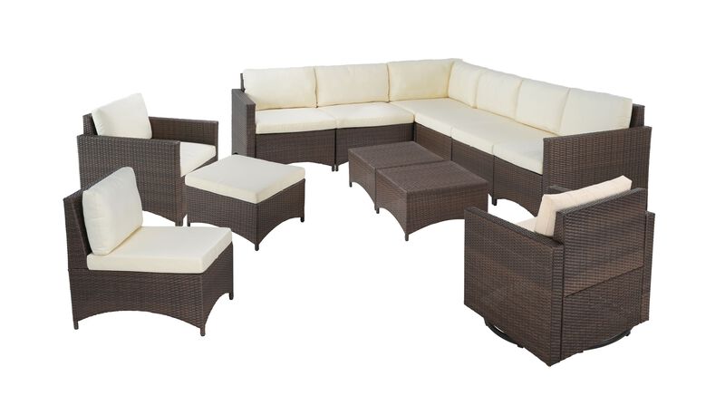 Studio Shine Collection 1 Sectional Sofa, 1 Ottoman, 1 Armchair and 1 Armless Chair, 1 Swivel Armchair and 2 Coffee Tables