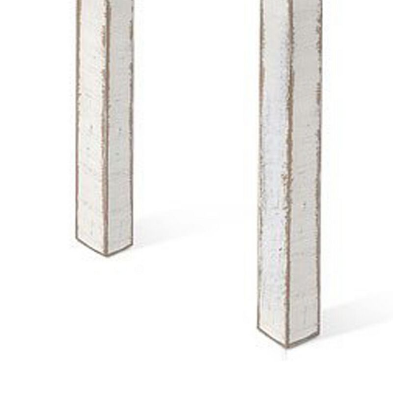 Rena Bar Height Table, 48 Inch Rectangular White Sand Mahogany Wood - Benzara