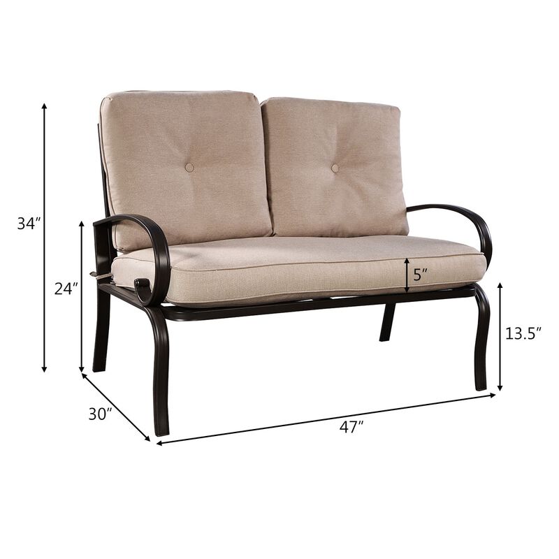 2 Pieces Patio Outdoor Cushioned Coffee Table Seat