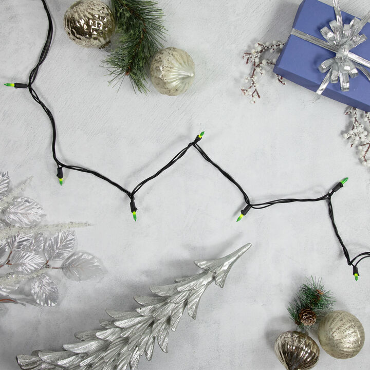 50-Count Opaque Green Mini Christmas Light Set- 24.5ft  Black Wire