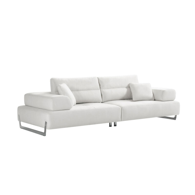 Pasargad Home Ravenna Faux Suede Sofa with Sliding Back & Armrests, White