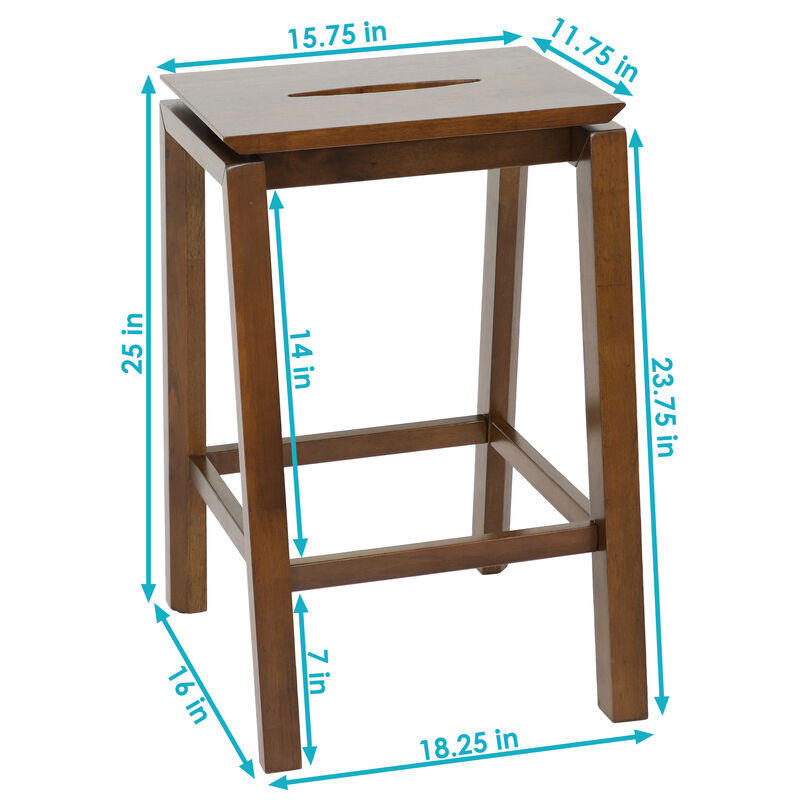 Sunnydaze Modern Wooden Counter-Height Stools - Dark Walnut - Set of 2