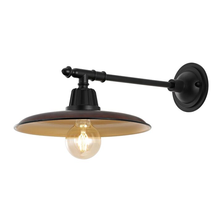 Bonner Farmhouse Industrial Indoor/Outdoor Iron LED Victorian Arm Outdoor Sconce