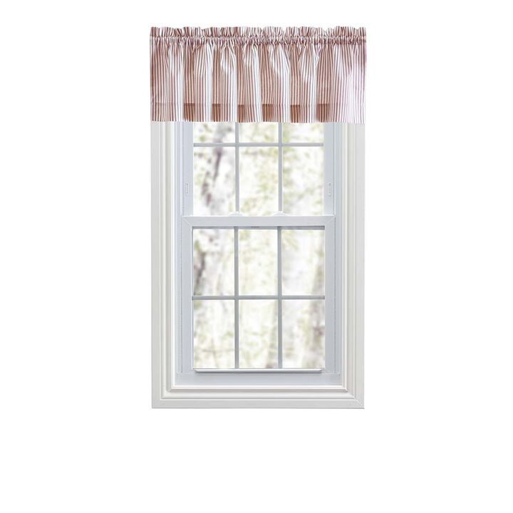 Ellis Curtain Plaza Classic Ticking Stripe Printed on 1.5" Rod Pocket Natural Ground Tailored Valance 58" x 15"