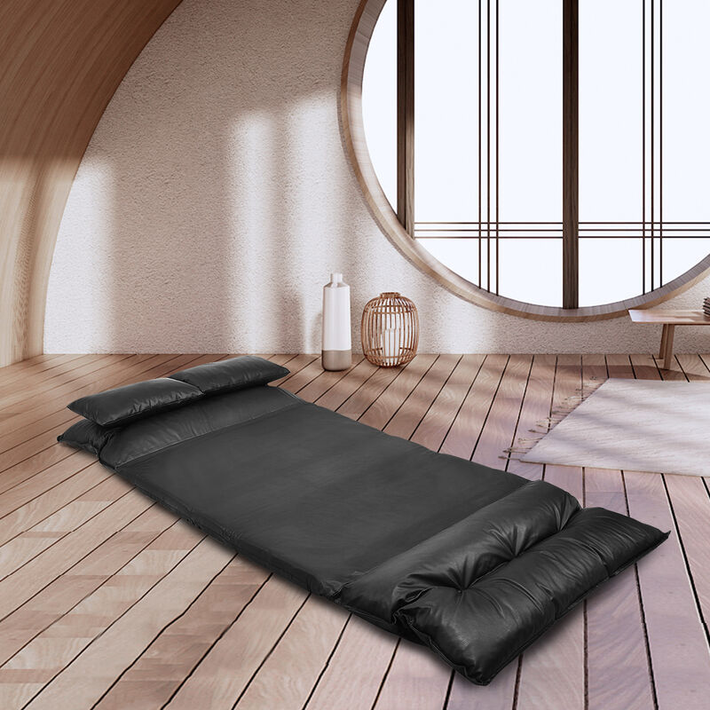 Foldable PU Leather Leisure Floor Sofa Bed with 2 Pillows