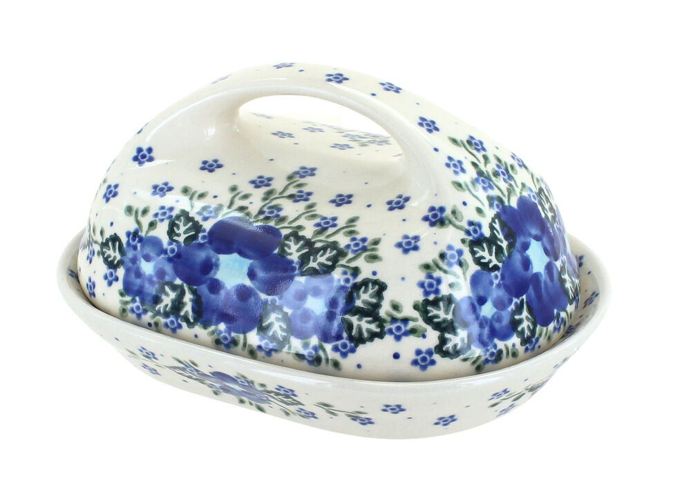 Blue Rose Polish Pottery Spring Blossom Butter Dish