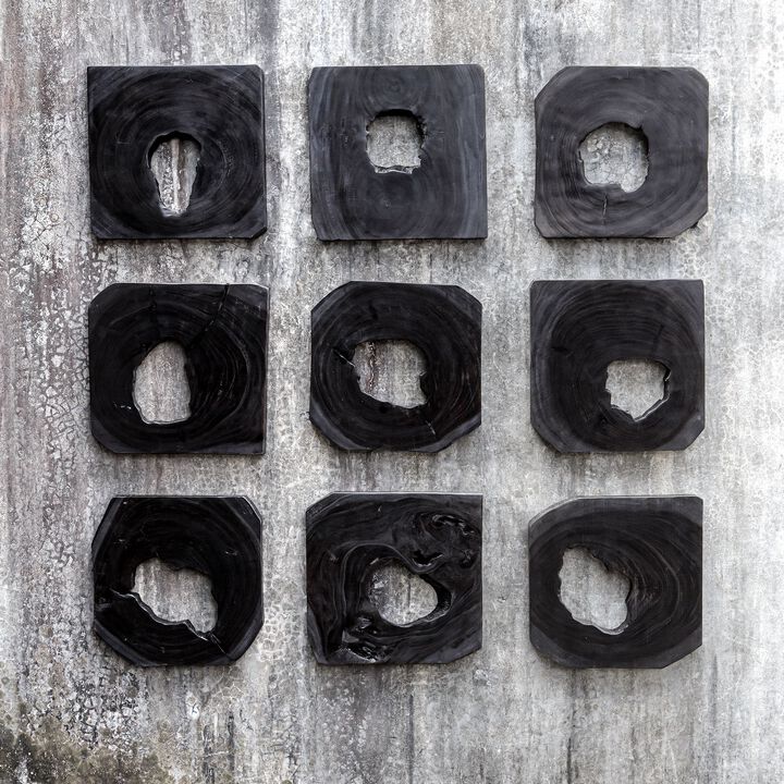 Bahati Ebony Wood Wall Art (Set of 9)