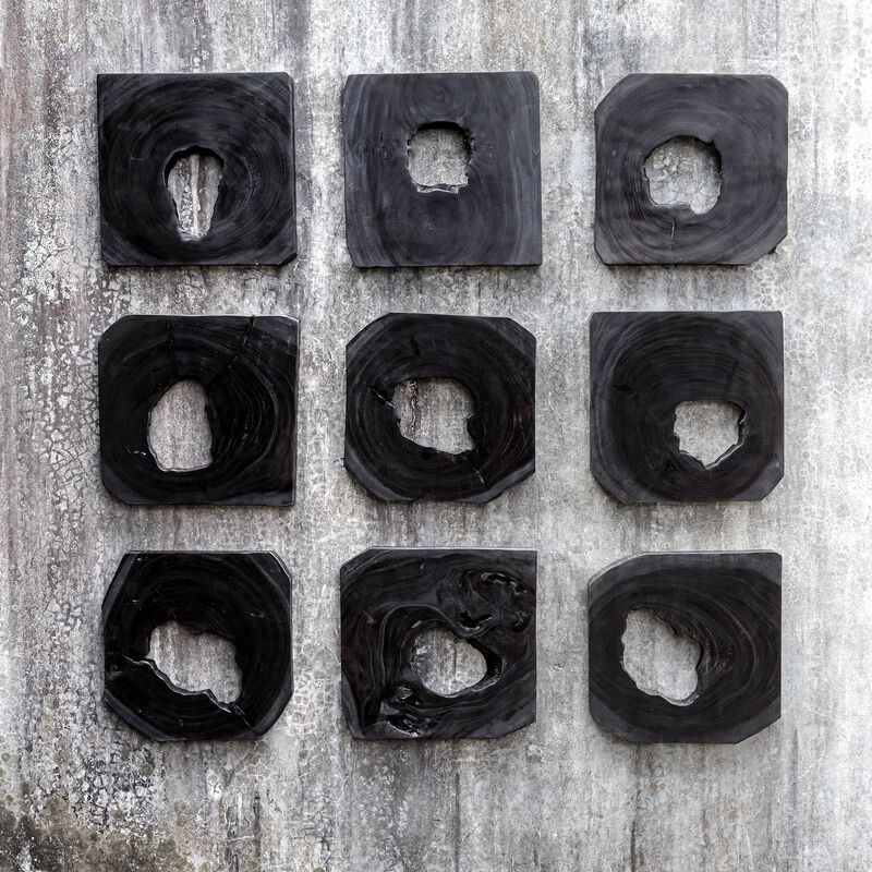 Bahati Ebony Wood Wall Art (Set of 9)