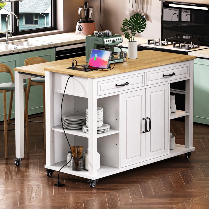 Merax Kitchen Island with Extendable Dining Table