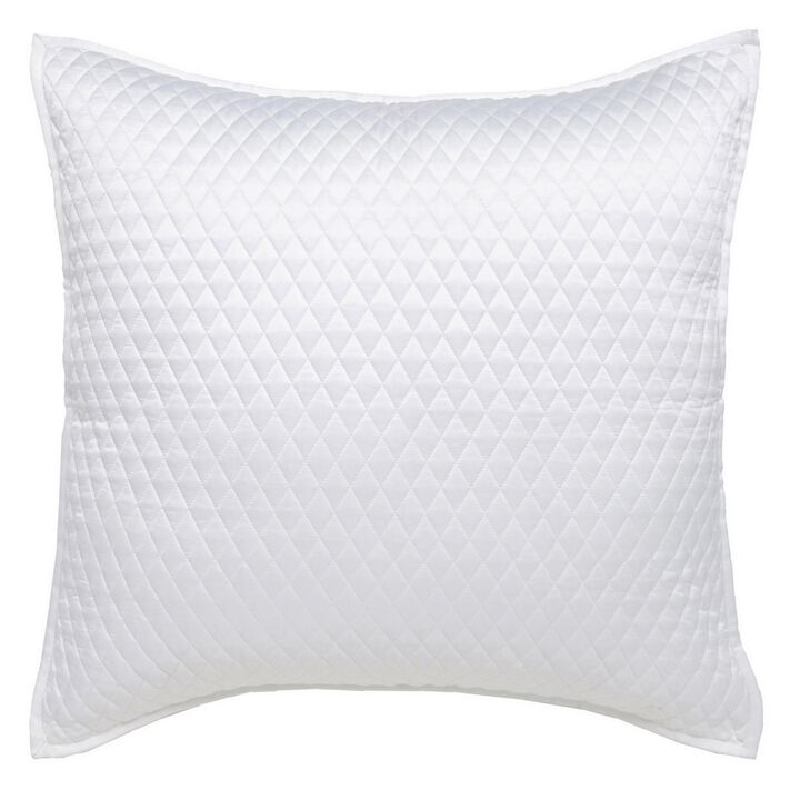 Kahn 26 Inch Hand Stitched Sateen Euro Pillow Sham, Cotton Fill-Benzara