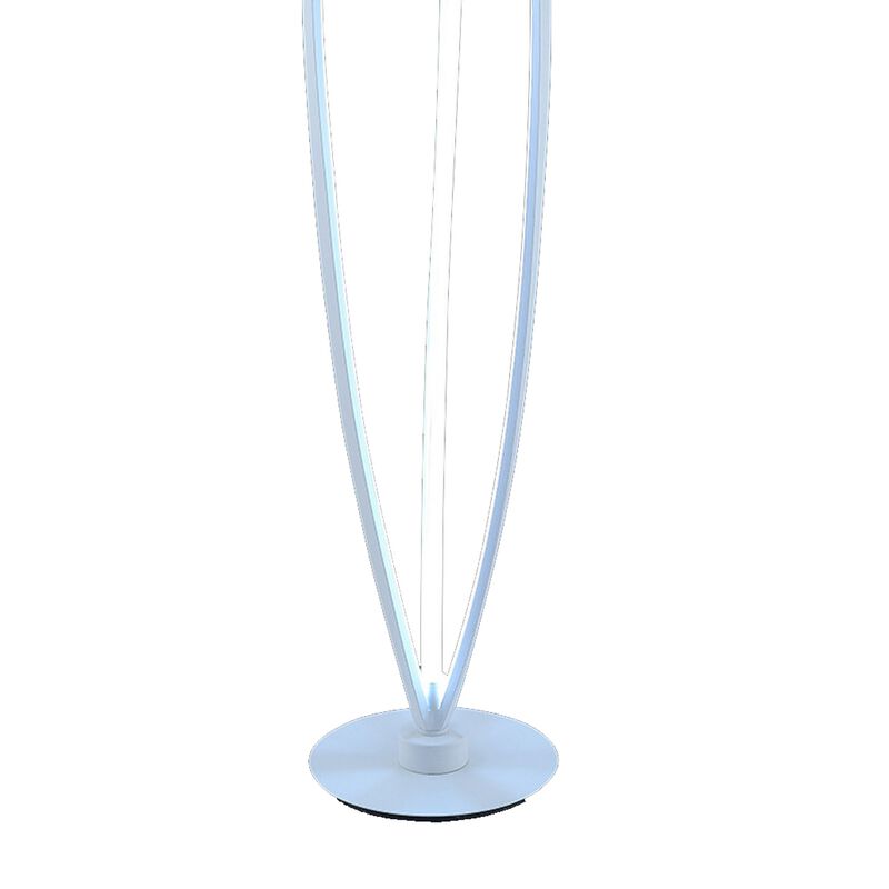 60 Inch Floor Lamp, Modern Accent Round Base, Sturdy Metal Body, White-Benzara