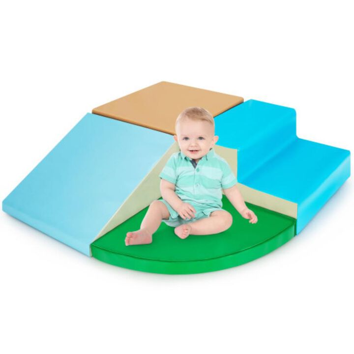 4 Pieces Indoor Toddler Playtime Corner Climber Play Set-Blue 4 Pieces Indoor Toddler Playtime Corner Climber Play Set-Blue