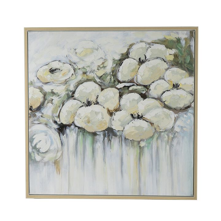 Rioni 39 x 39 Floral Wall Art Print, Handpainted Abstract Oil Painting - Benzara Rioni 39 x 39 Floral Wall Art Print, Handpainted Abstract Oil Painting - Benzara