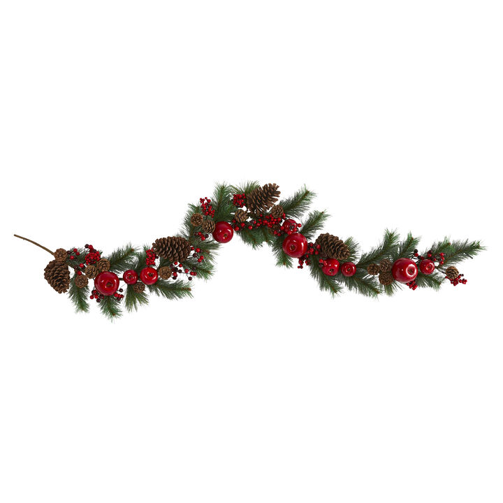 Hivvago 6" Apple, Berries and Pinecone Artificial Garland