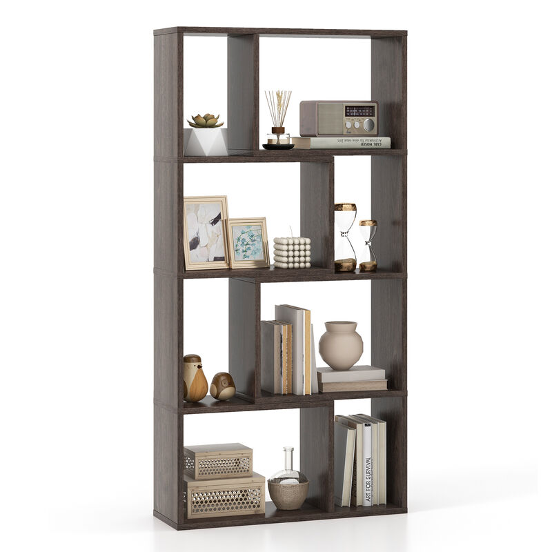 4-Tier Geometric Bookshelf with 8 Cubes for Living Room Bedroom