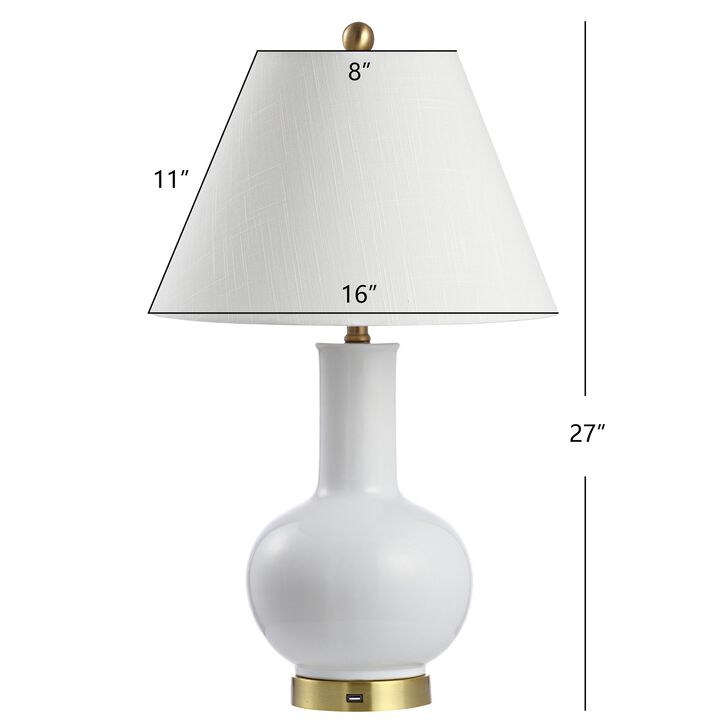 Han Ceramic/Iron Contemporary USB Charging LED Table Lamp
