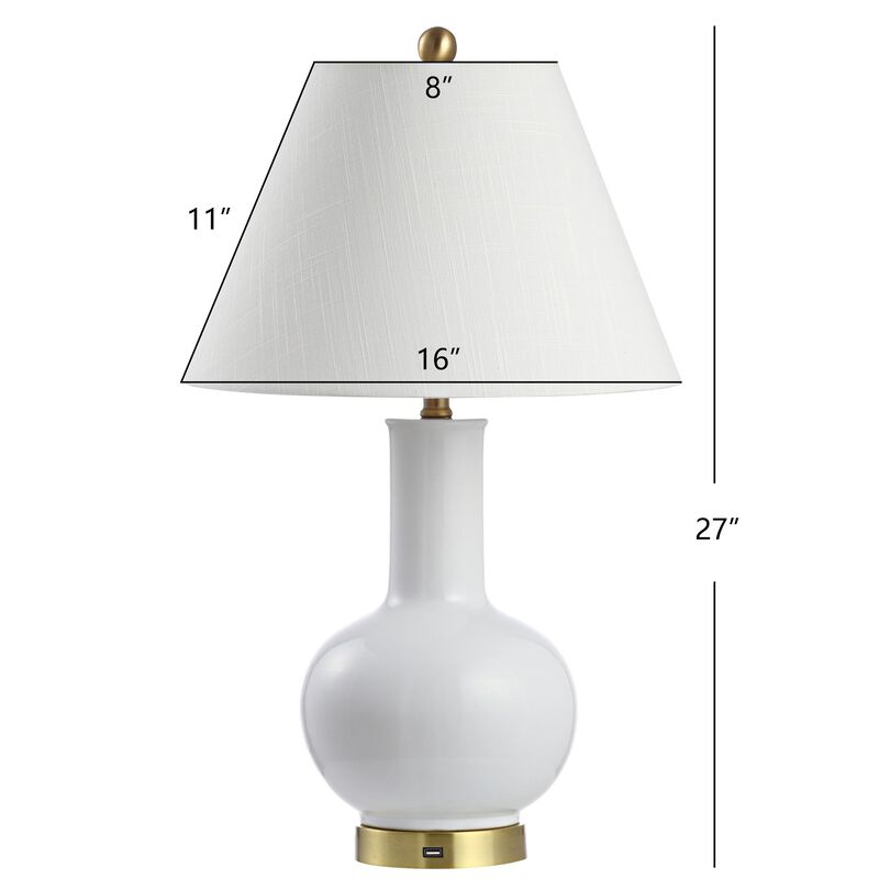 Han Ceramic/Iron Contemporary USB Charging LED Table Lamp
