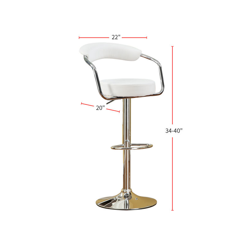 Set of 2 Faux Leather Bar Stools with Chrome Base, White