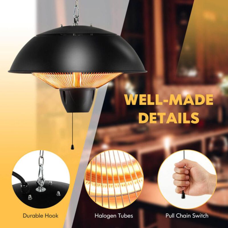 Hivvago 1500W Electric Hanging Patio Heater with IPX4 Waterproof