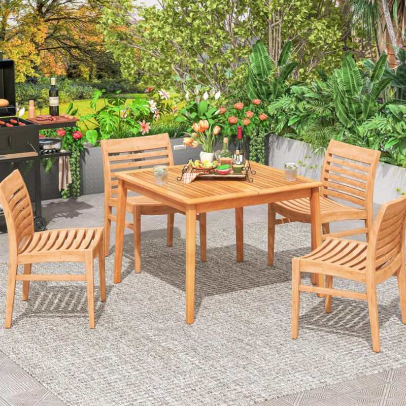 Hivvago 39 Inch Acacia Wood Dining Square Bistro Table with 1.96 Inch Umbrella Hole