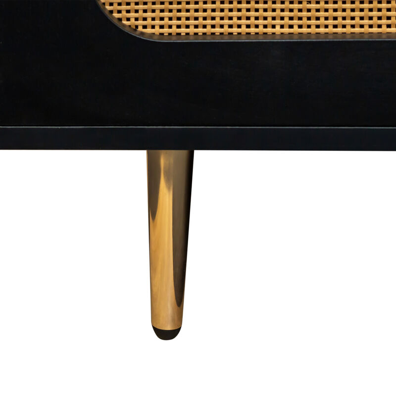 Rattan Sideboard Buffet Cabinet, Kitchen Storage Cabinet Console Table With Adjustable Shelves