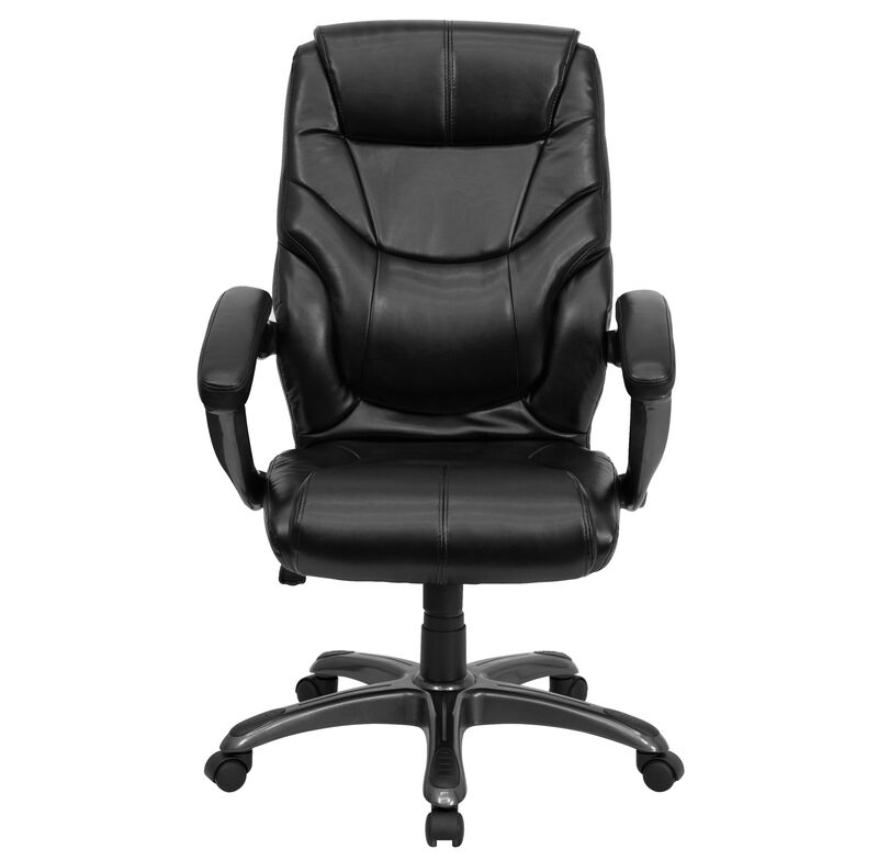 Greer High Back Black LeatherSoft Executive Swivel Ergonomic Office Chair with Arms