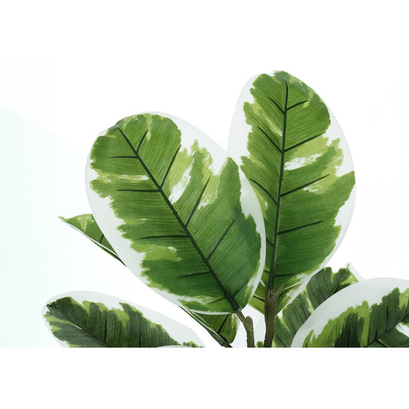 Monarch Specialties I 9572 - Artificial Plant, 27" Tall, Rubber, Indoor, Faux, Fake, Table, Greenery, Potted, Real Touch, Decorative, Green Leaves, Black Pot