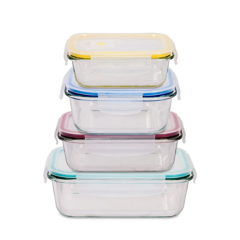 Lexi Home Durable 4 Piece Glass Meal Prep Food Containers with Snap Lock Lids
