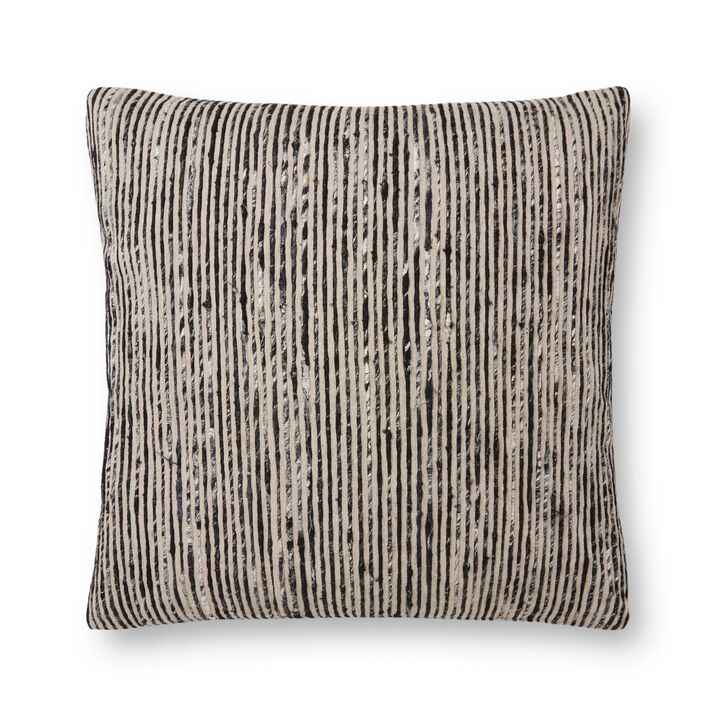 P0242 Black/Multi 22"x22" Down Pillow