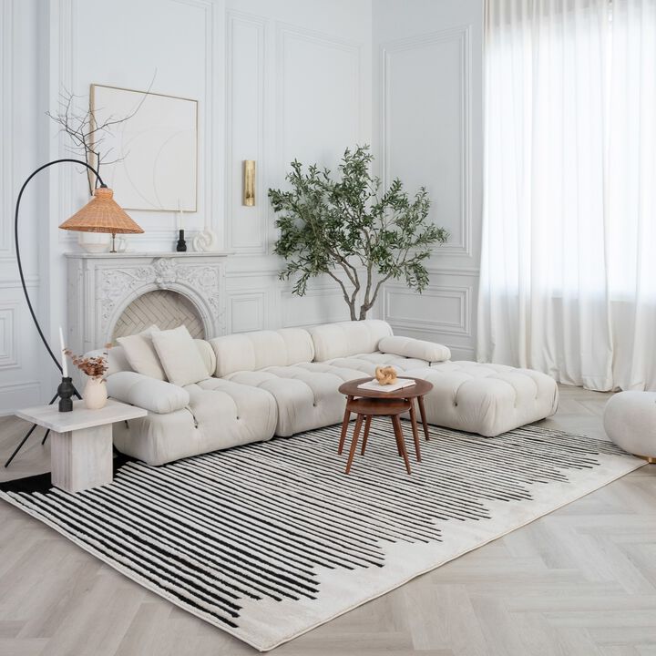 Domus Abstract Modern Cream Black Indoor Area Rug