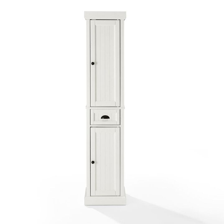 Crosley Furniture Seaside Tall Linen Cabinet Distressed White