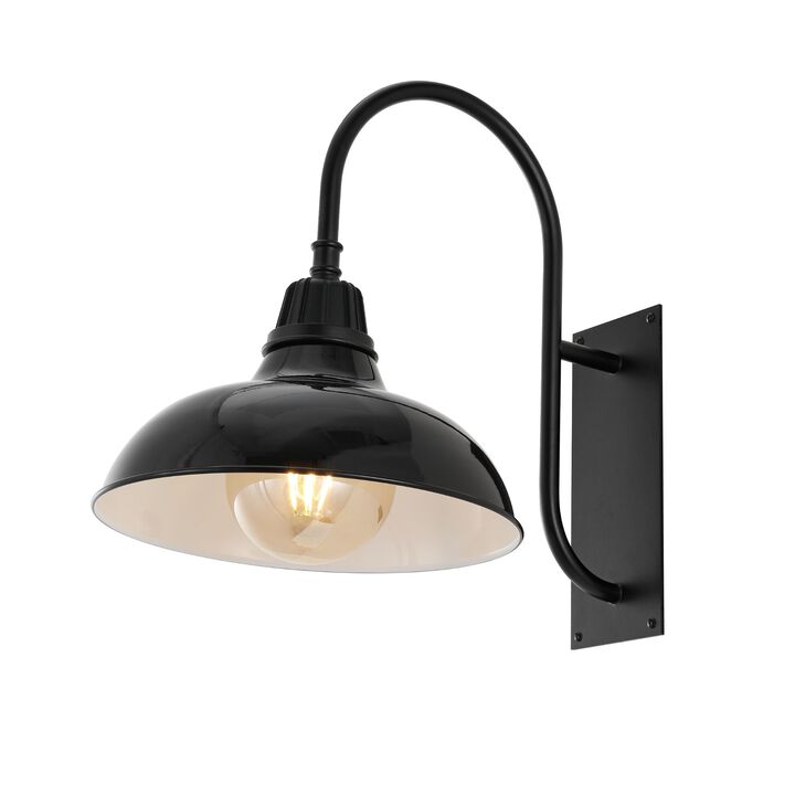 Stanley Farmhouse Industrial Indoor/Outdoor Iron LED Gooseneck Arm Outdoor Sconce