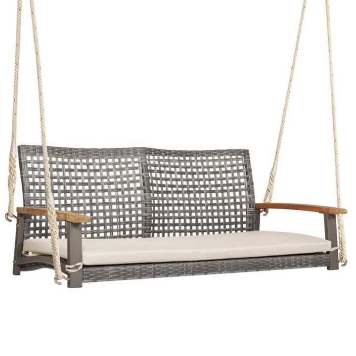 Hivvago 2-Person Patio Wicker Hanging Swing Chair
