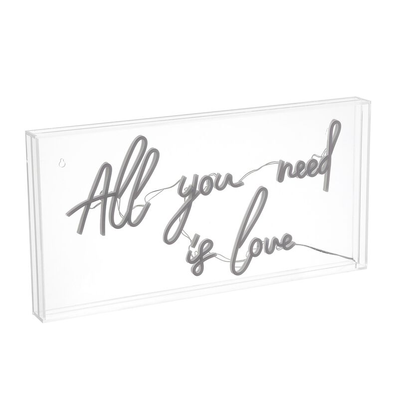 All You Need Is Love 23.63" X 11.75" Contemporary Glam Acrylic Box USB Operated LED Neon Light