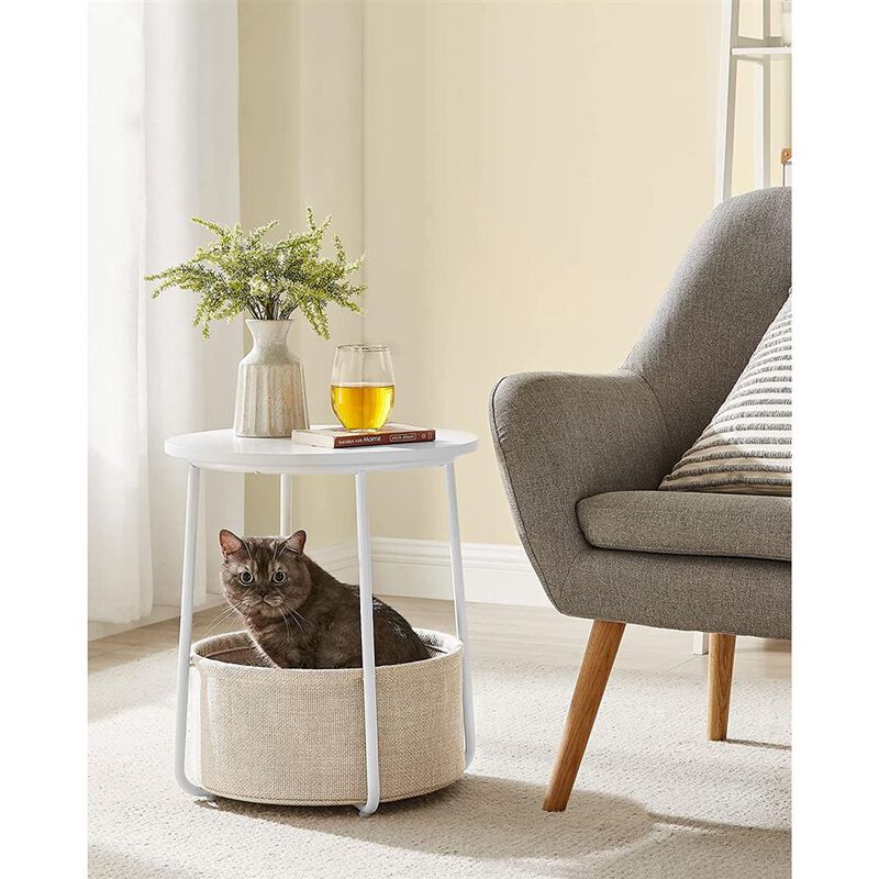 Modern Nightstand with Fabric Basket for Stylish and Functional Storage