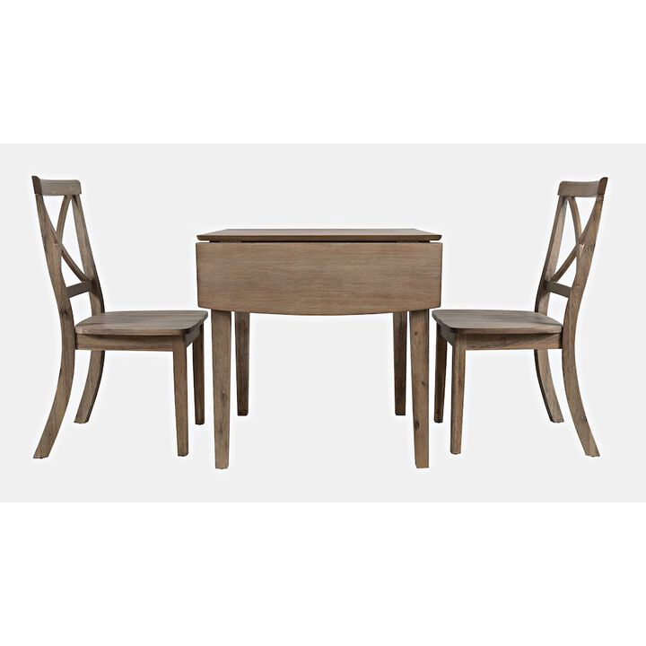 Jofran Eastern Tides Coastal Wire-Brushed Wood Three Piece Cross-Back Dining Set