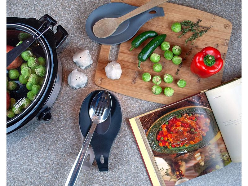 W. INNOVATIONS Modern Silicone Spoon Rests (Set of 3) | Kitchen Utensil Holders for Stove Top